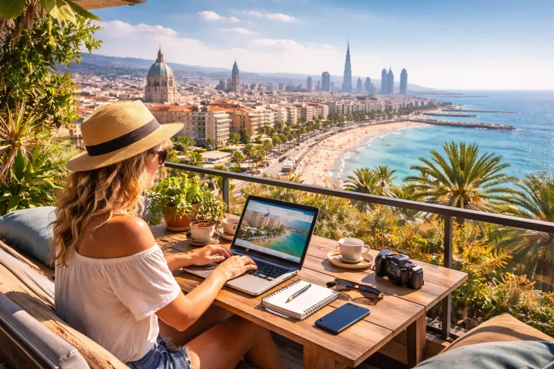 Remote work with a coastal view